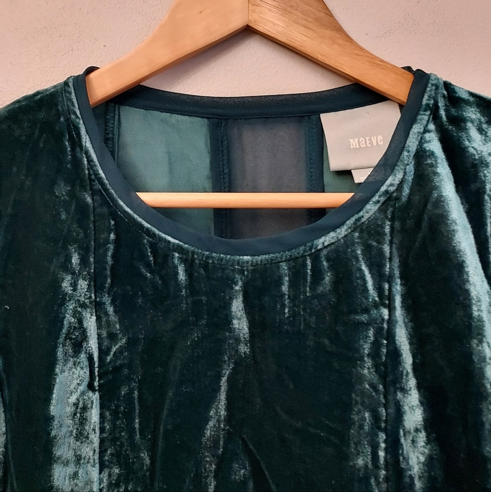Anthropologie Maeve Short Sleeve Velvet Swing Top Blouse Size XS - Picture 3 of 12